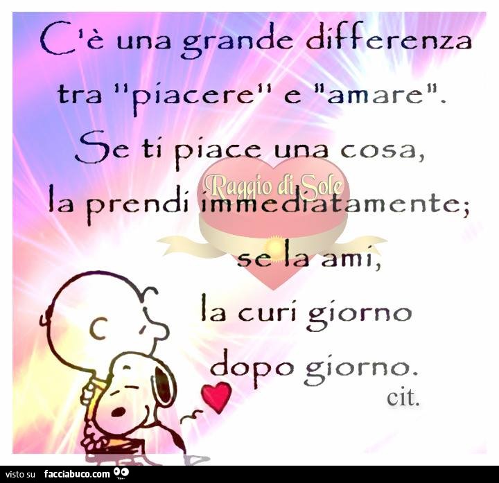 C'è una grande differenza tra piacere e amare. Se ti piace una cosa la prendi immediatamente; se la ami la curi giorno dopo giorno