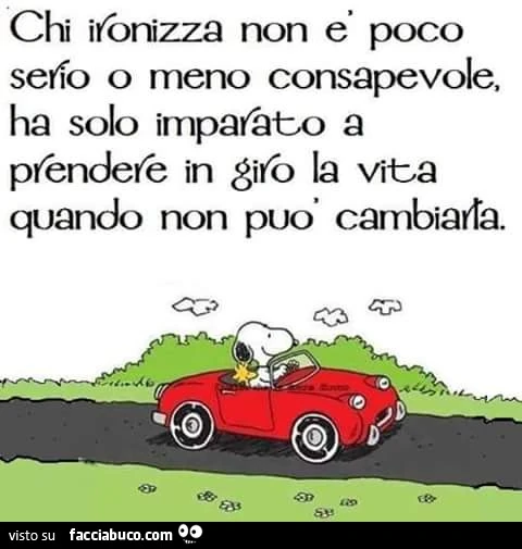 Chi ironizza non è poco serio o meno consapevole, ha solo imparato a prendere in giro la vita quando non può cambiarla