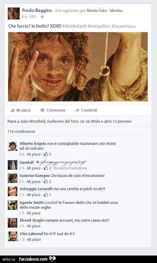 frodo selfie su facebook