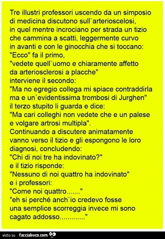 Tre illustri professori uscendo da un simposio di medicina discutono sull'arteriosclerosi