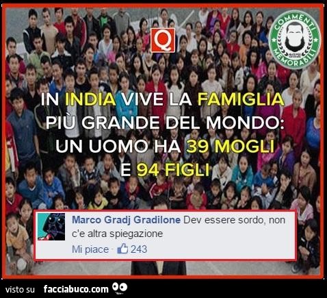 In India vive la famiglia più grande del mondo: un uomo ha 39 mogli e 94 figli. Dev essere sordo, non c'è altra spiegazione