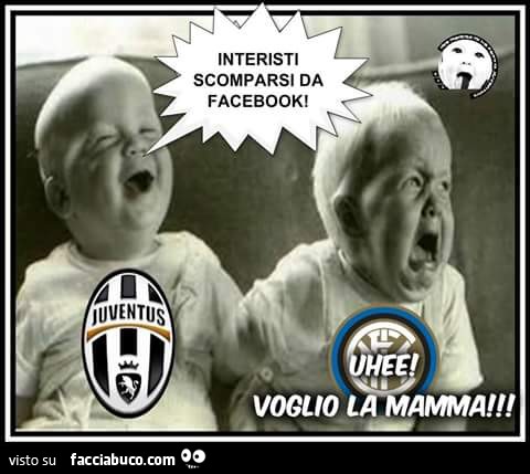 Interisti scomparsi da facebook. Bimbo piange: Uhe! Voglio la mamma