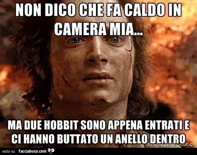 Non dico che fa caldo in camera mia, ma due hobbit sono appena entrati e ci hanno buttato un anello dentro