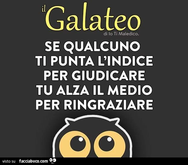 Il galateo: se qualcuno ti punta l'indice per giudicare, tu alza il medio per ringraziare