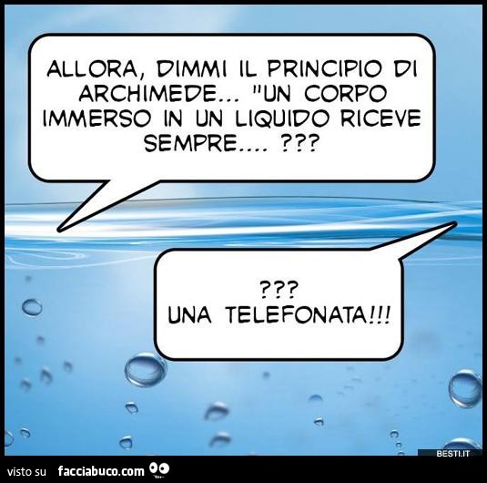 Allora, dimmi il principio di Archimede… Un corpo immerso in un liquido riceve… Allora, dimmi il principio di Archimede… Un corpo immerso in un liquido riceve…