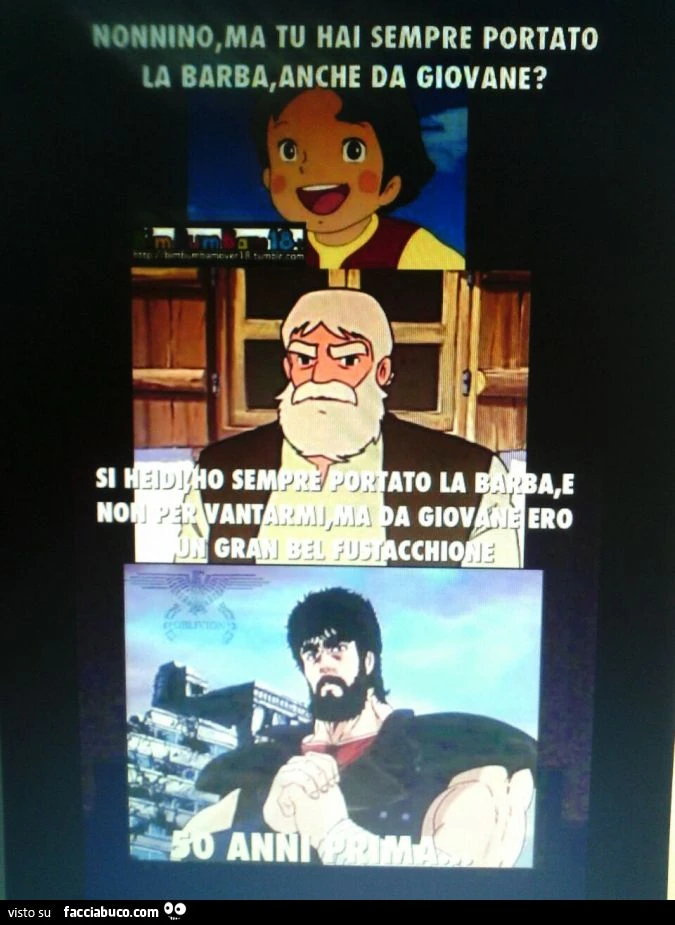 Heidi: nonnino tu hai sempre portato la barba folta anche da giovane?