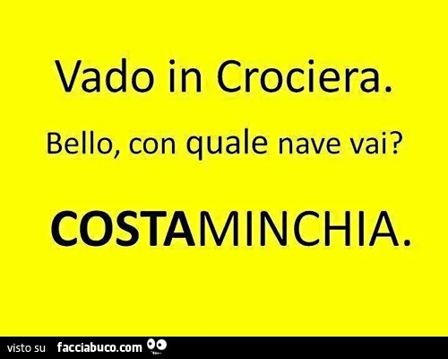 Vado in Crociera. Bello, con quale nave vai? Costaminchia