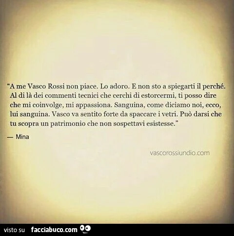 A me Vasco Rossi non piace. Lo adoro. E non sto a spiegarti il perchè