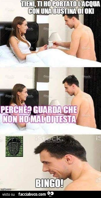 tieni cara, ti ho portato l'acqua con una bustina di oki... ma caro, non ho mal di testa!