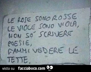Non so scrivere poesie, fammi vedere le tette