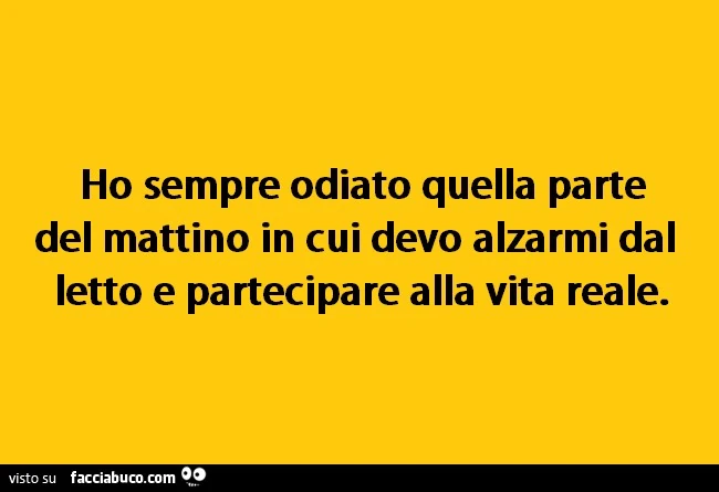 Ho sempre odiato quella parte del mattino in cui devo alzarmi dal letto e partecipare alla vita reale