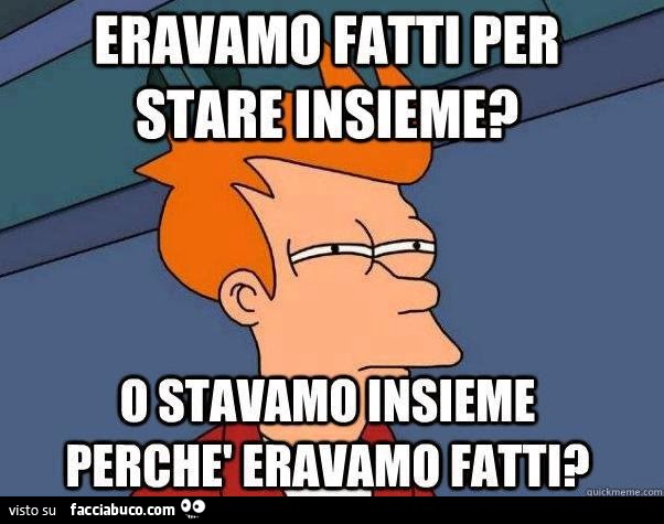 Eravamo fatti per stare insieme? O stavamo insieme perchè eravamo fatti?