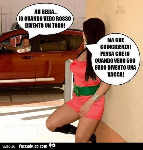 ah bella io quando vedo rosso divento un toro... che coincidenza, io quando vedo 500 euro divento una vacca!