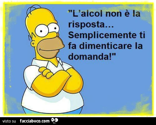 L'alcol non è la risposta, semplicemente ti fa dimenticare la domanda