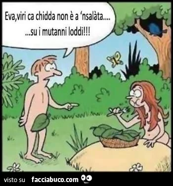 Eva, viri ca chidda non è a nsalata su i mutanni loddi