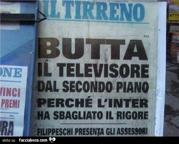 Butta il televisore dal secondo piano perchè l'Inter ha sbagliato il rigore