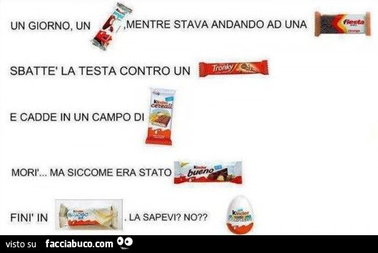 barzelletta kinder pingui, fisesta, kinder bueno, kinder paradiso, kinder sorpresa