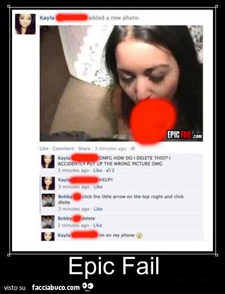 foto di pompino caricata su facebook per errore epic fail