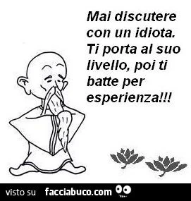 mai discutere con un idiota... ti porta al suo livello e poi ti batte per esperienza