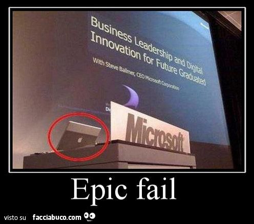 epic fail presentazione di un evento microsoft con un mac della apple