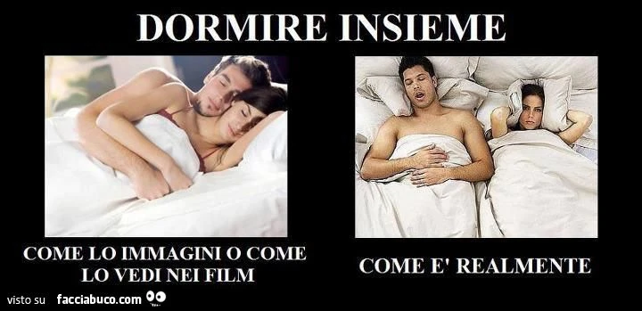 dormire insieme come lo immagini come è realmente